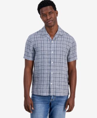 Men's Linen Thames Check Button-Up Shirt