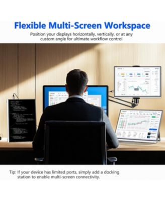 16" Portable 1920×1200P IPS Monitor, USB-C & HDMI, 0.3" Ultra-Slim, with Kickstand for Travel & Office