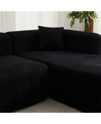 109.4" L-Shaped Modular Sectional Sofa Right Chaise Chenille Fabric Cloud Sofa with 2 Pillows
