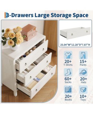 Dresser for Bedroom, Chest of Dressers, 30" Tall Dresser for Closet with 3 Drawers, Nightstand Large Clothes Storage Cabinet for Bedroom