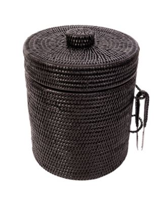 Artifacts Trading Company Rattan Ice Bucket with Tongs