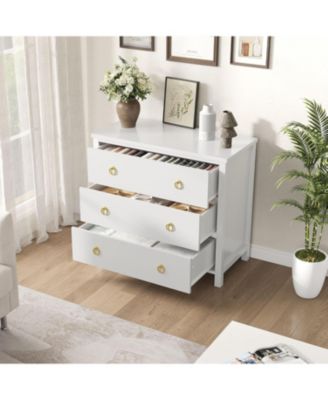 29" Tall 3 Drawer Bedroom Dresser with Clothes Storage Cabinet & Drawer Organizer Chest
