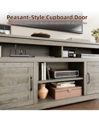 63" MDF Rustic Farmhouse TV Stand for 70" TVs, Height-Adjustable Shelves Media Console