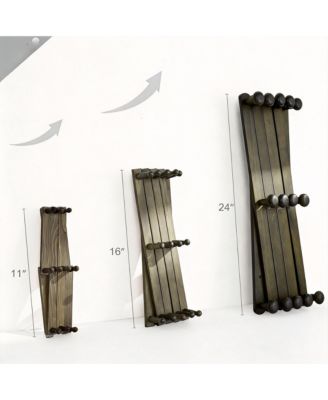 Wooden Expandable Wall Rack 14 Hooks 24" Long Space-saving Hat & Coat Organizer