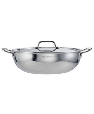 Utsava Tri-Ply Clad Stainless Steel 6-Quart Covered Kadai