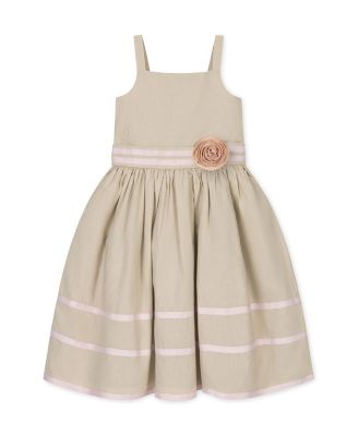 Little and Big Girls' Linen Cami Rosette Dress