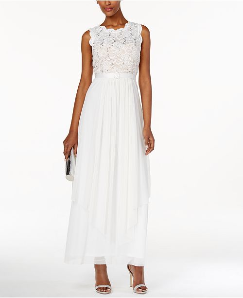 r&m richards sequined lace chiffon gown