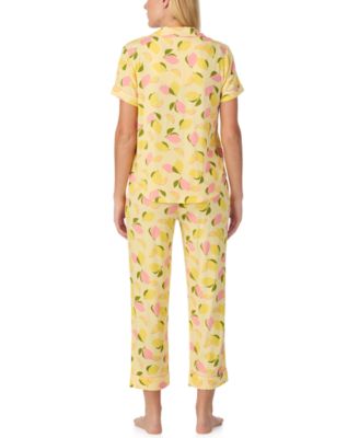 Sleepwear Short-Sleeve Modal Jersey Notch Collar Cropped PJ Set