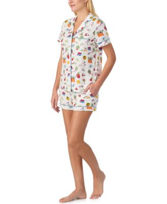 Sleepwear Short-Sleeve Modal Jersey Notch Collar Boxer PJ Set