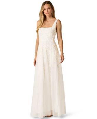 Women's Square Neck Sleeveless Beaded Gown