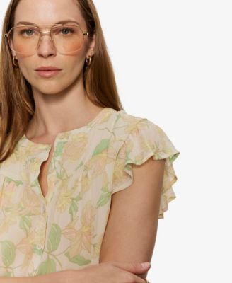 Petite Free Spirited Collared Ruffle Top