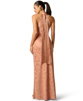 Women's Halter Neck Tail Woven Ball Gown