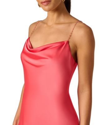 Women's Beaded Straps Cowl Neck Ball Gown