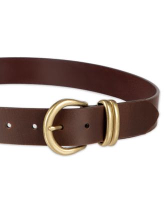 Women's Double Metal Loop Leather Belt