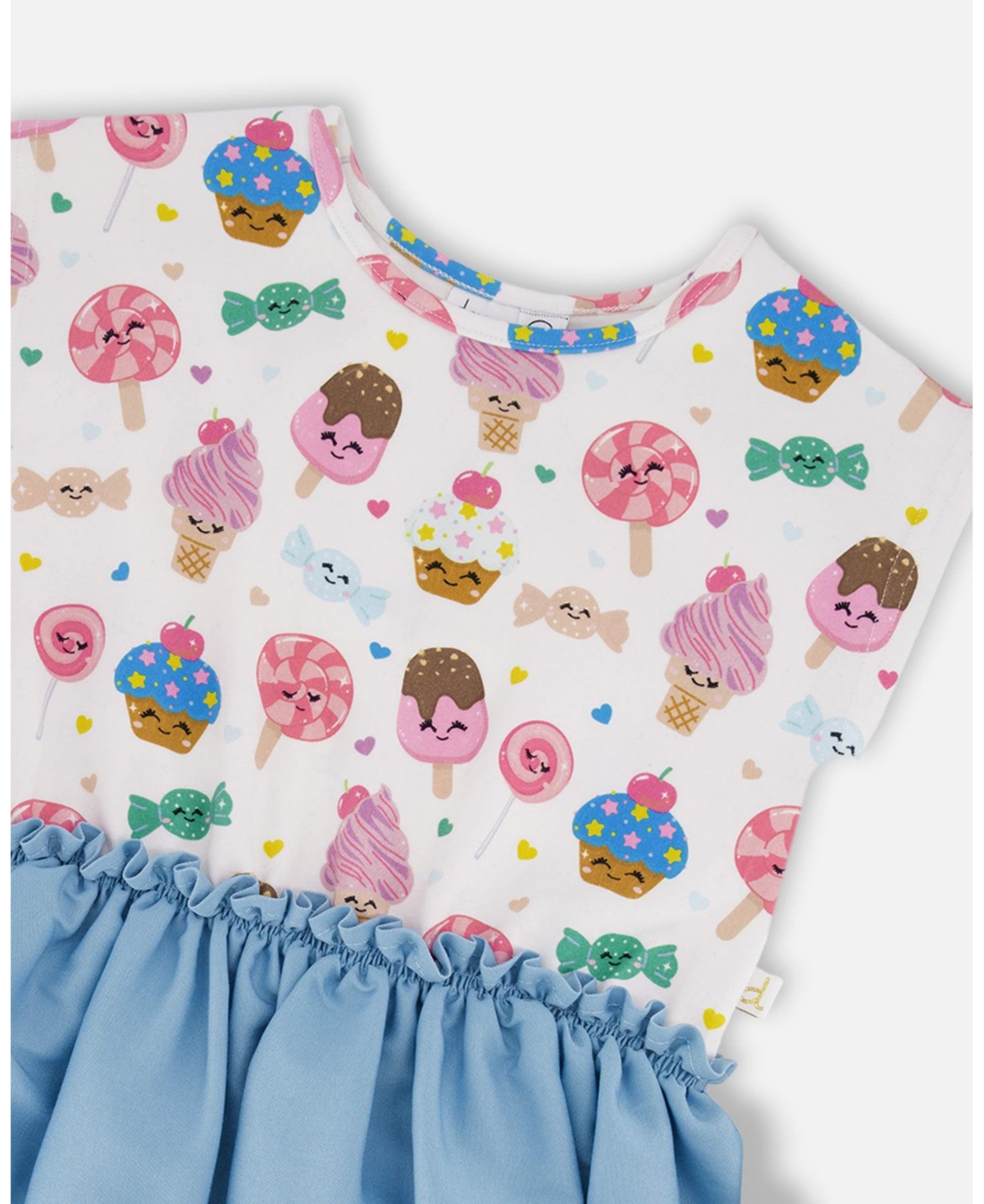 Deux par Toddler Girls Bi-Material Dress Candy Print