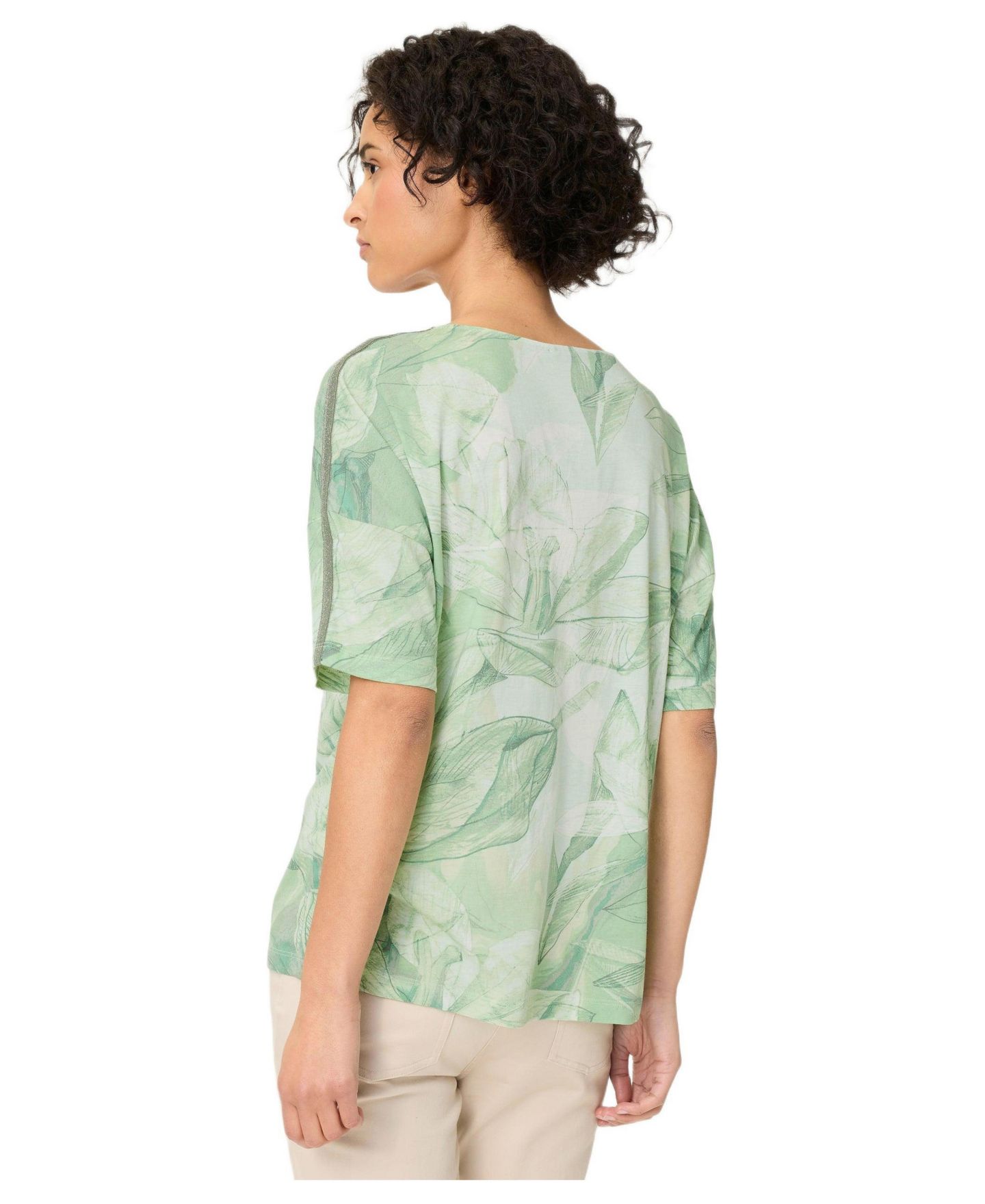 Женская футболка Olsen Leaf Print Jersey, цвет: Зелёный — фото 2