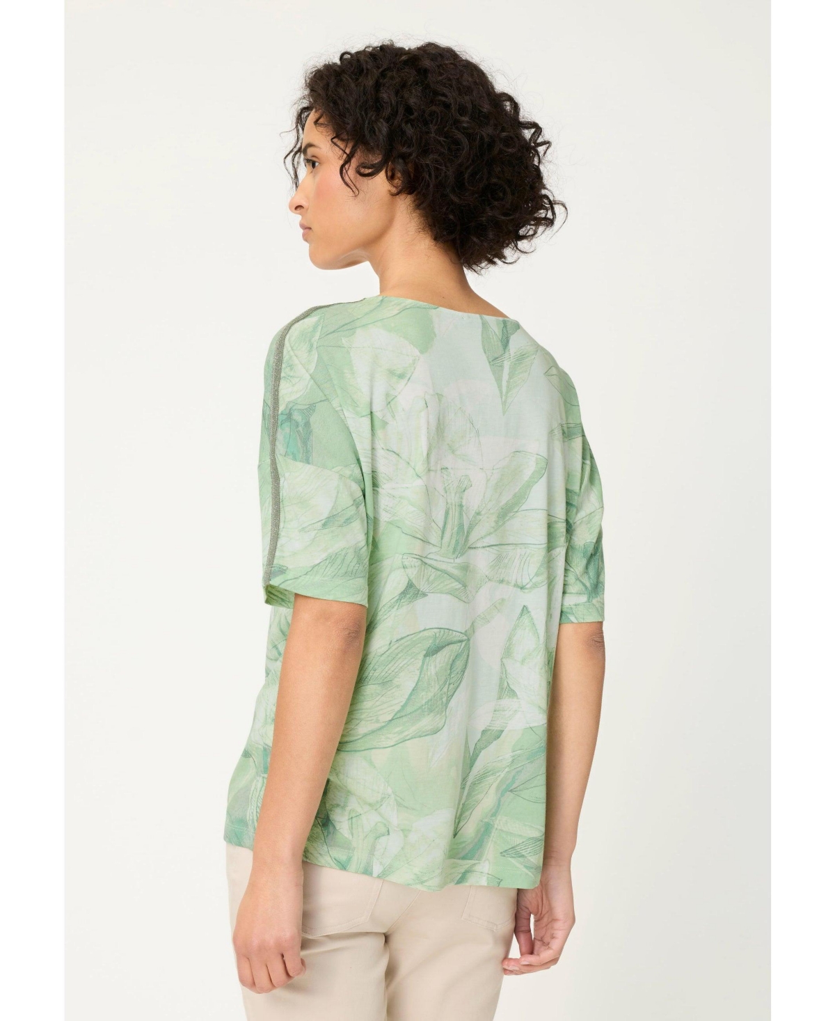 Olsen Women's Leaf Print Jersey T-Shirt