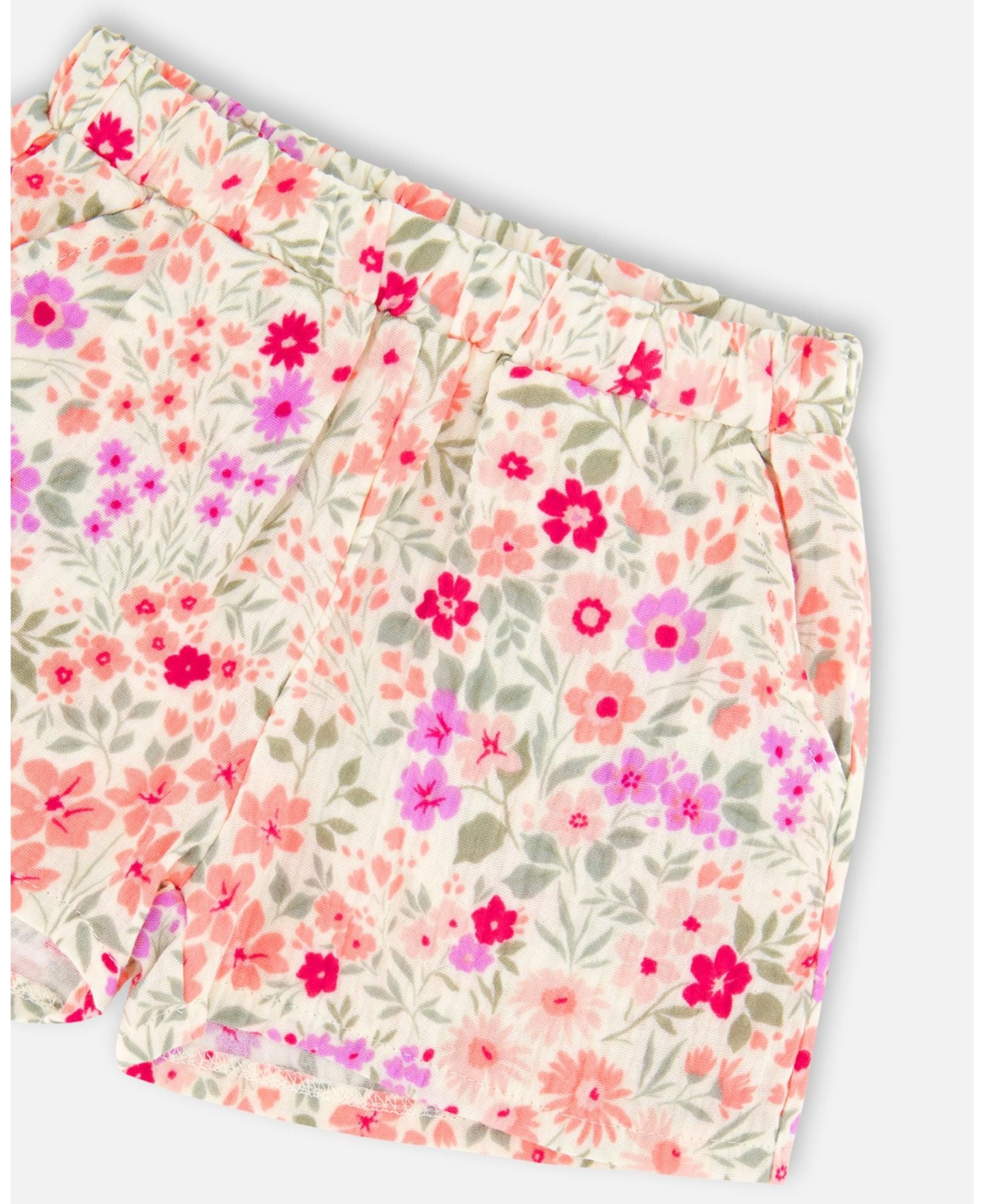 Deux par Toddler Girls Tank Top with Smocking and Shorts Set Printed Flowers