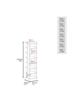 Ivonny 7-Tier Tall Vertical Shoe Rack, Freestanding Organizer with Open Shelves, Gray Walnut