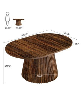 59" Oval Wooden Dining Table with Heavy Pedestal
