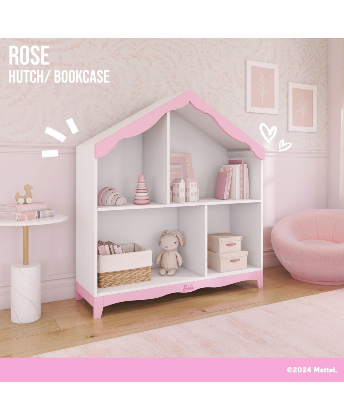 Evolur Hutch/Bookcase – Pinewood Kids Bookcase/Hutch with 4 Shelves & Anti-Tipping Kit