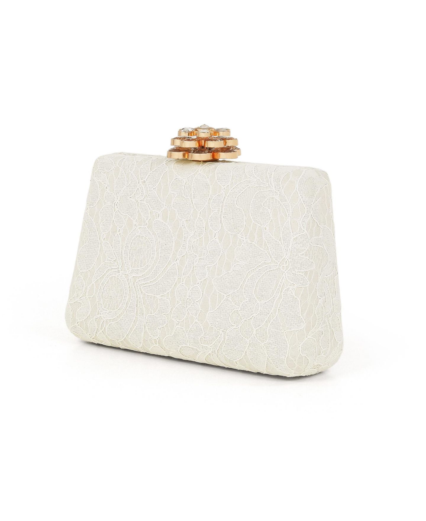 Женские клатчи Jewel Badgley Mischka Rose Lace Minaudiere w. Floral Clasp, цвет: Белый — фото 2