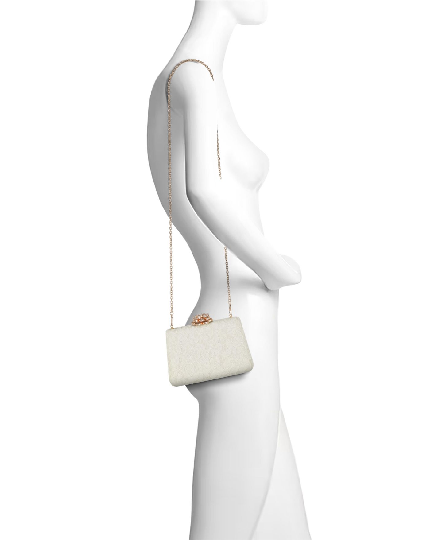 Женские клатчи Jewel Badgley Mischka Rose Lace Minaudiere w. Floral Clasp, цвет: Белый — фото 5
