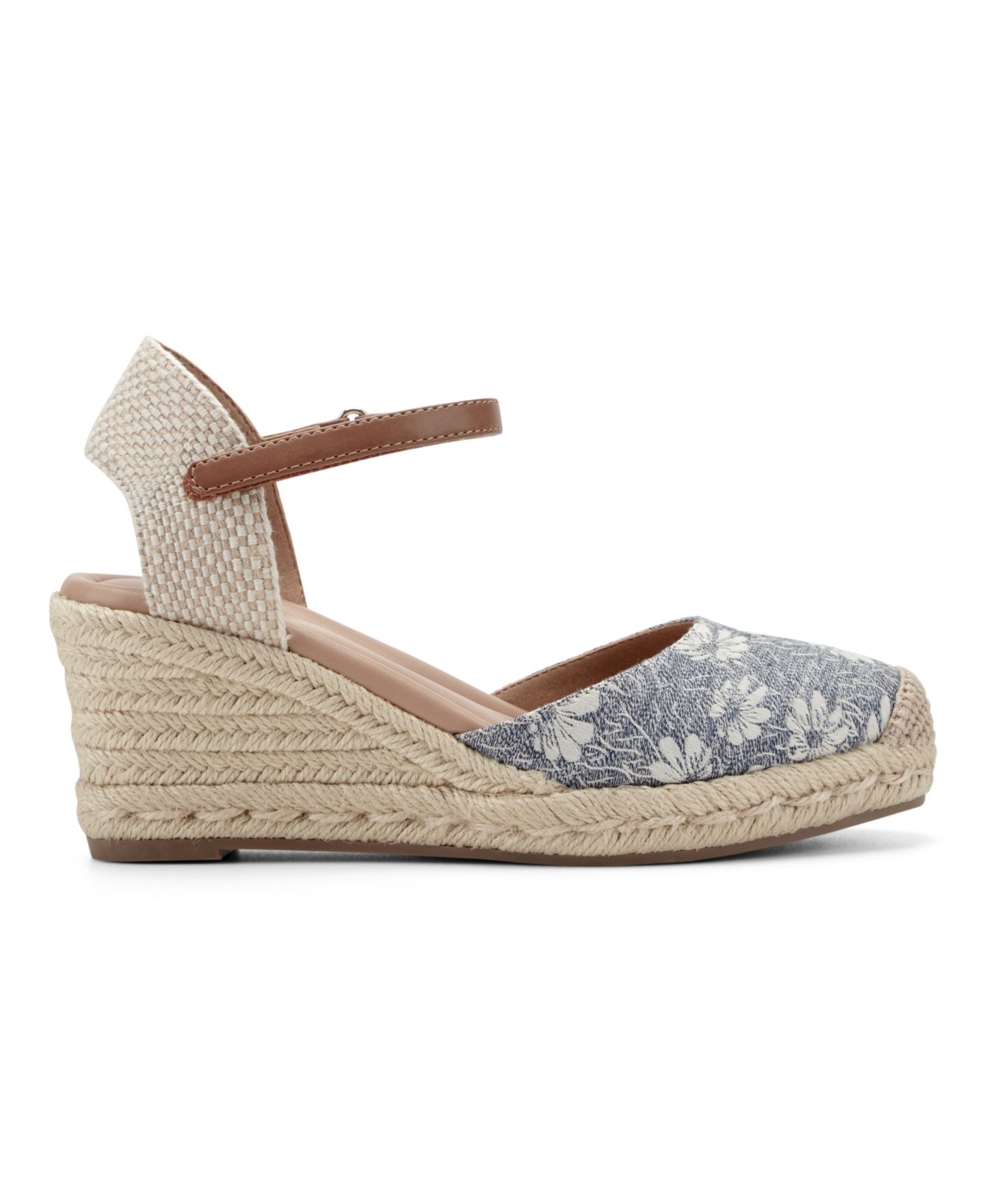 Женские сандалии Easy Spirit Makaylie Closed Toe Espadrille Wedge, цвет: Синий с принтом / Натуральный — фото 2