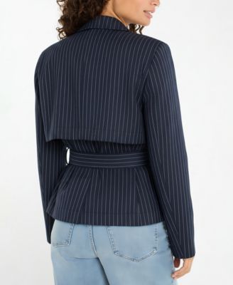 Petite Notch Collar Cropped Trench Jacket