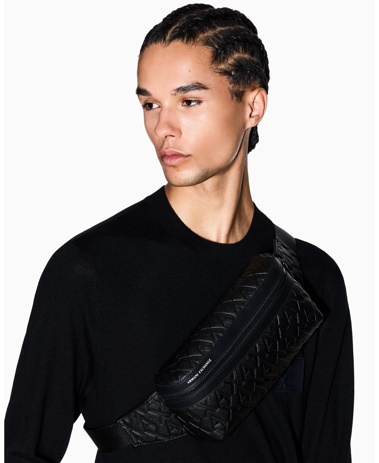 Мужская сумка A|X Armani Exchange Tonal All Over Logo Waist, цвет: Чёрный — фото 5