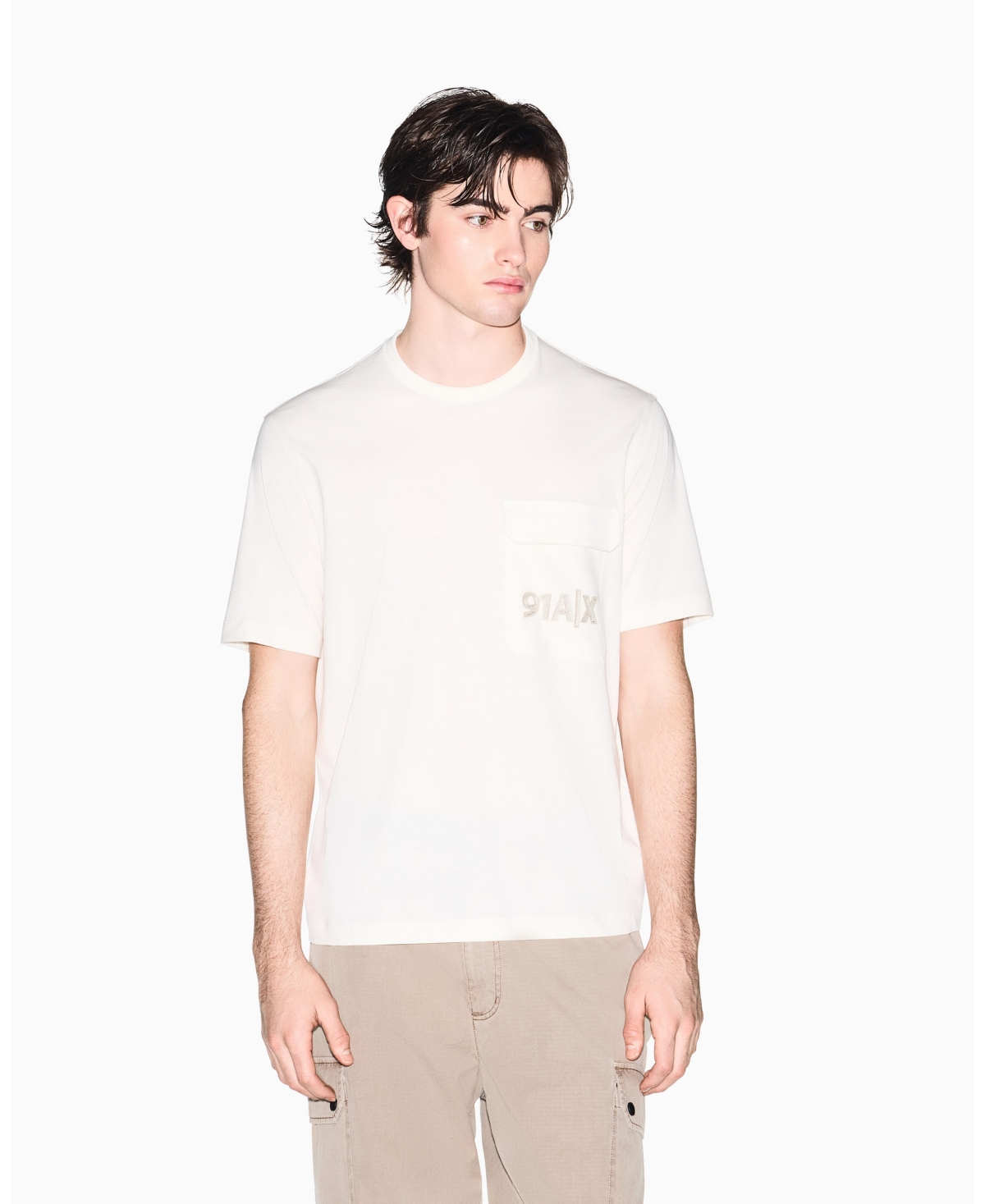 A|X Armani Exchange Men's Short Sleeve Pocket T-Shirt - Cream