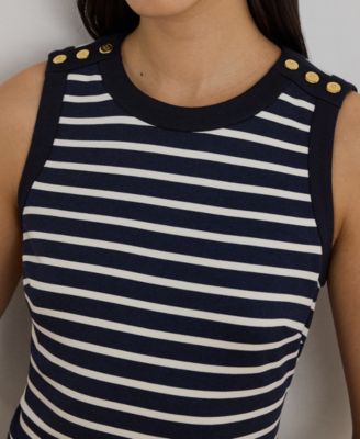 Petite Striped Crewneck Sheath Dress