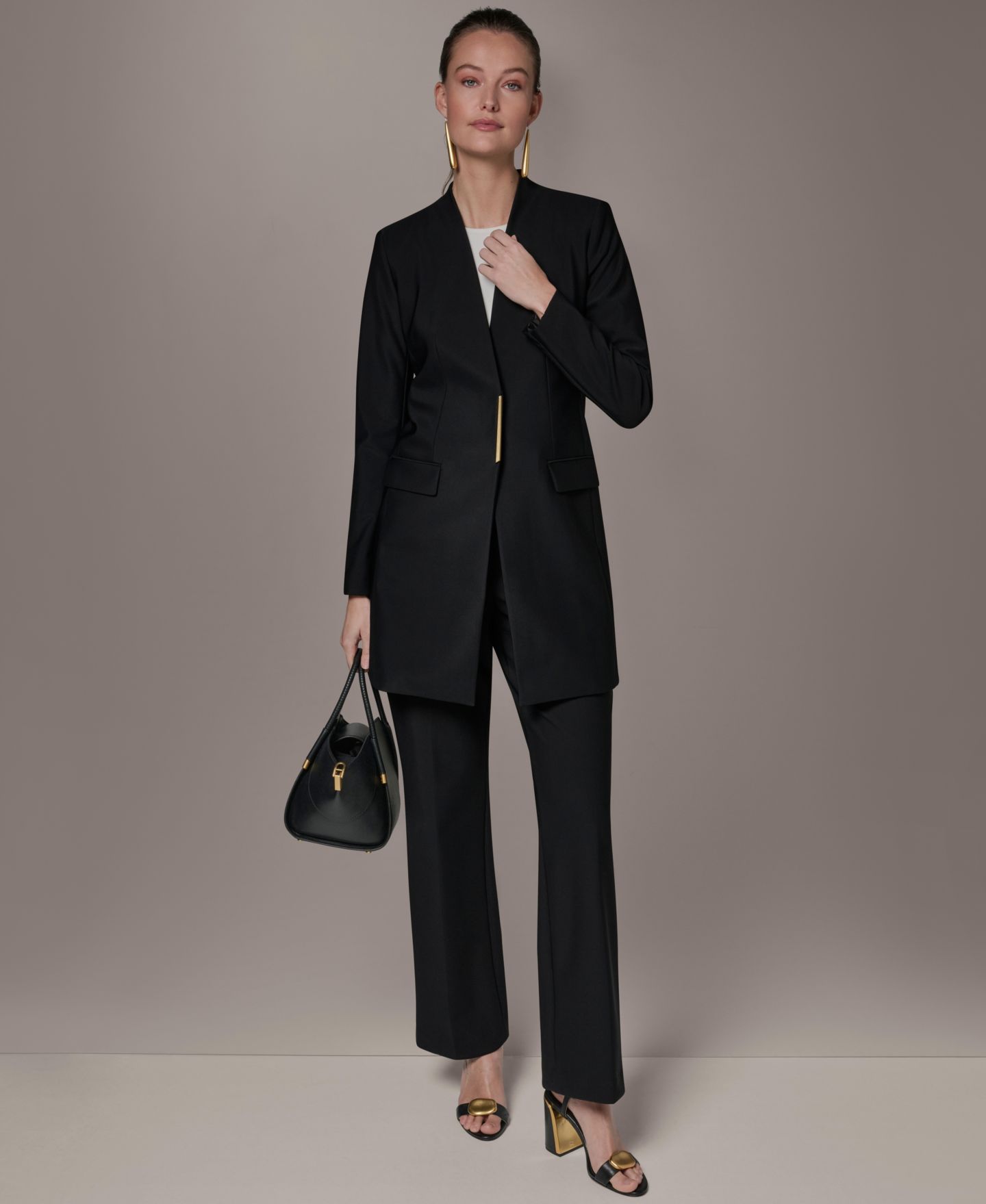 Женская куртка Donna Karan New York V-Neck, цвет: Чёрный — фото 9