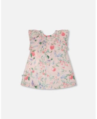 Baby Girls Cotton Muslin Dress and Bloomer Set Pink Printed Berries