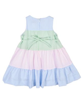 Little Girls Seersucker Dress With Tulips