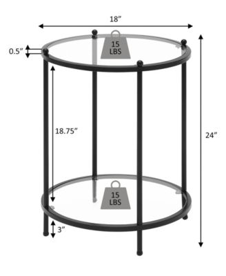 Royal Crest 2 Tier Round Glass End Table with Shelf