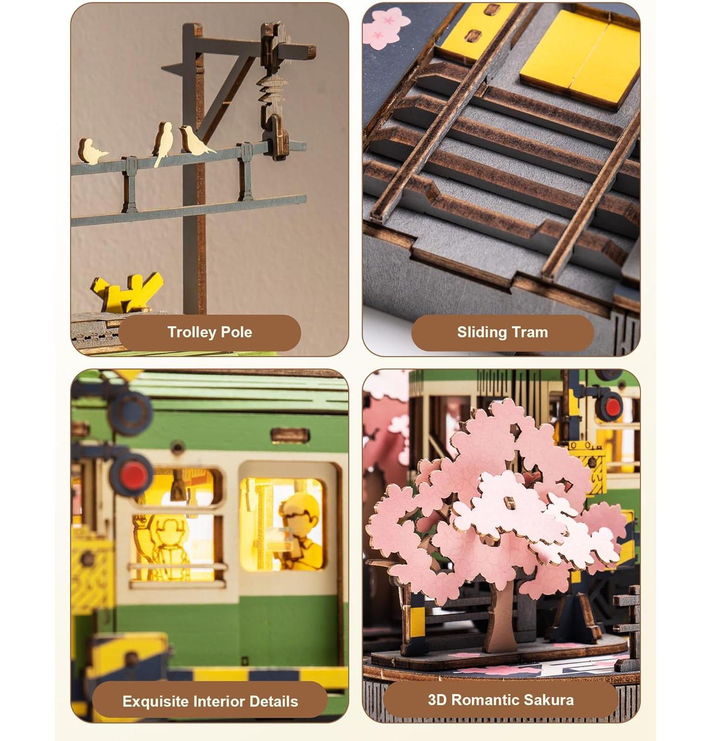 Детский пазл Robotime Sakura Journey 223-Piece 3D Wooden Puzzle, Ages 14+ — фото 7