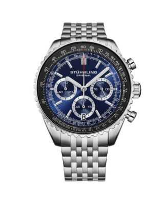 Men s 1010B Quartz Chronograph Watch, 42mm Stainless Steel Case, Silver Dial, Steel Bracelet