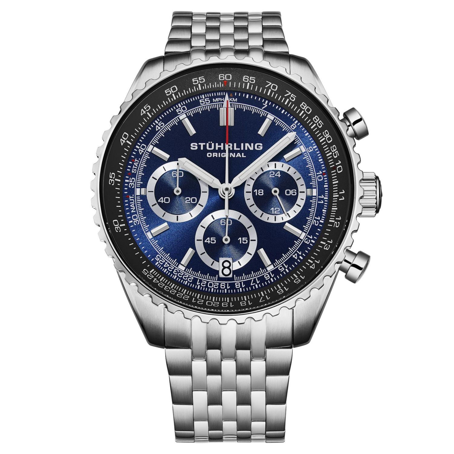 Men s 1010B Quartz Chronograph Watch, 42mm Stainless Steel Case, Steel Bracelet