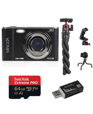 MND20 44 MP 2.7K Ultra HD Digital Camera (Black) with accessory kit