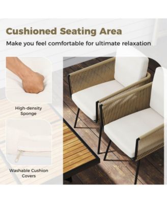 5 Pieces Patio Dining Set Outdoor Rectangular Table and Chairs Furniture Set