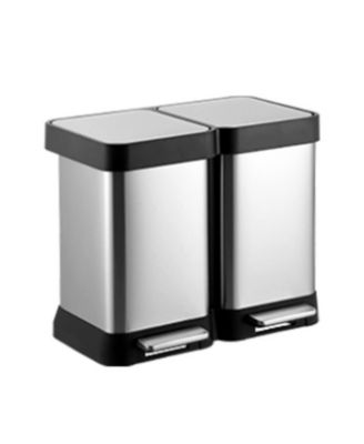 10 Gallon/40L Dual Compartment Trash Can, Fingerprint-Resistant, Soft-Close Lids, Touchless Foot Pedal Garbage Bin for Kitchen, Bathroom