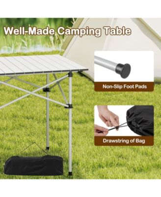 Roll-Up Camping Table with Metal Legs, Outdoor