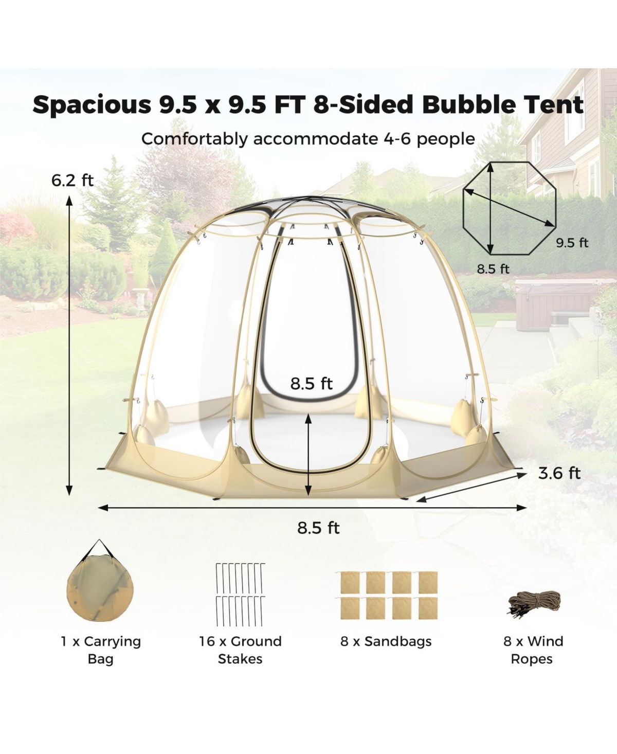 Mecale Clear Bubble Tent Transparent Pvc Igloo, Instant Screen House
