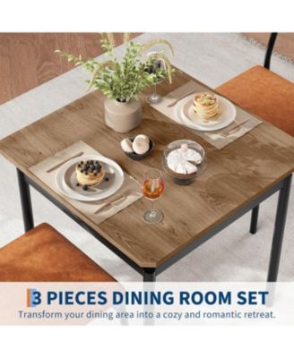 Kitchen Table 3 Piece Dining Table Set for 2 Small Kitchen Table and 2 PU Upholstered Chairs