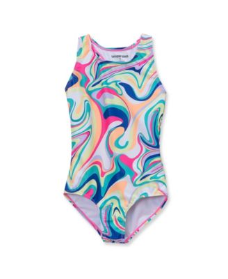Girls Chlorine Resistant Sporty Racer Back One Piece Swimsuit