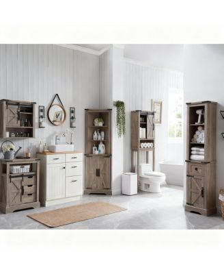 Adjustable Shelves & Drawer Farmhouse Bathroom Shelves Cabinet
