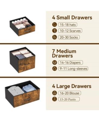 48" H Tall Dresser with 15 Drawers, Fabric Storage Dresser with Steel Frame & Wood Top, Sturdy Dressers for Bedroom, Closet, Hallway