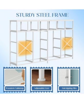 18 Drawers Dresser with MDF, PB, Cationic Fabric, Iron, and PU Long Storage Cabinet for Bedroom, Living Room, or Hallway