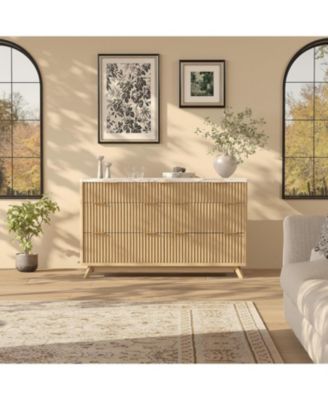 Modern Fluted Dresser with 7 Drawers, 54" Wide Chest of Drawers